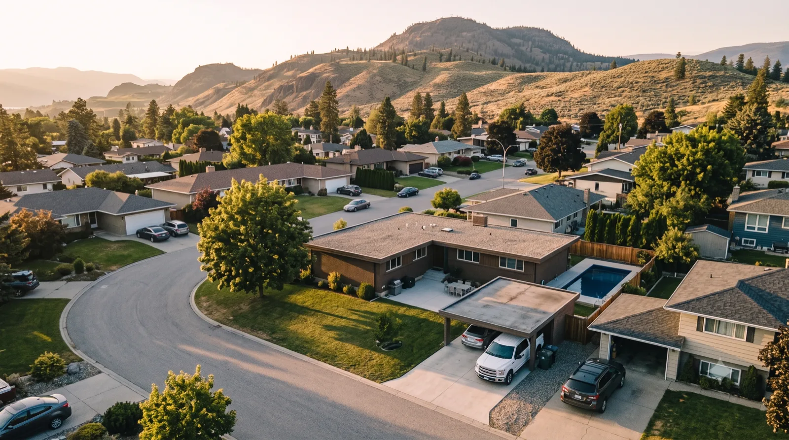 The Glenmore — a single-storey MCM on a normal lot, carport and a compact pool, sized to add a wing when the family grows