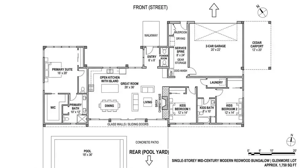 The Glenmore Redwood Bungalow floor plan