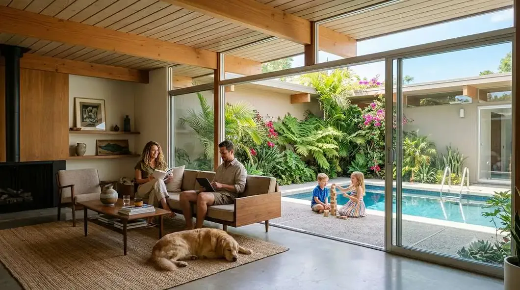 Glenmore Courtyard — Living onto the courtyard pool