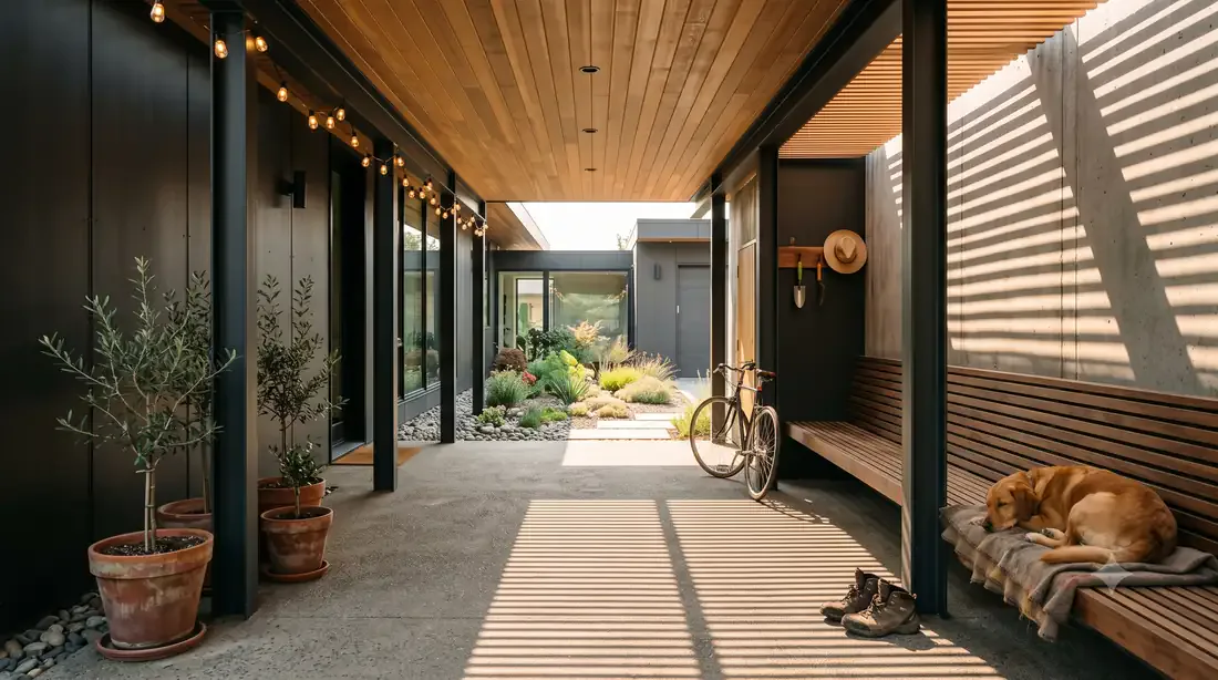 Miller House — Breezeway to the garage