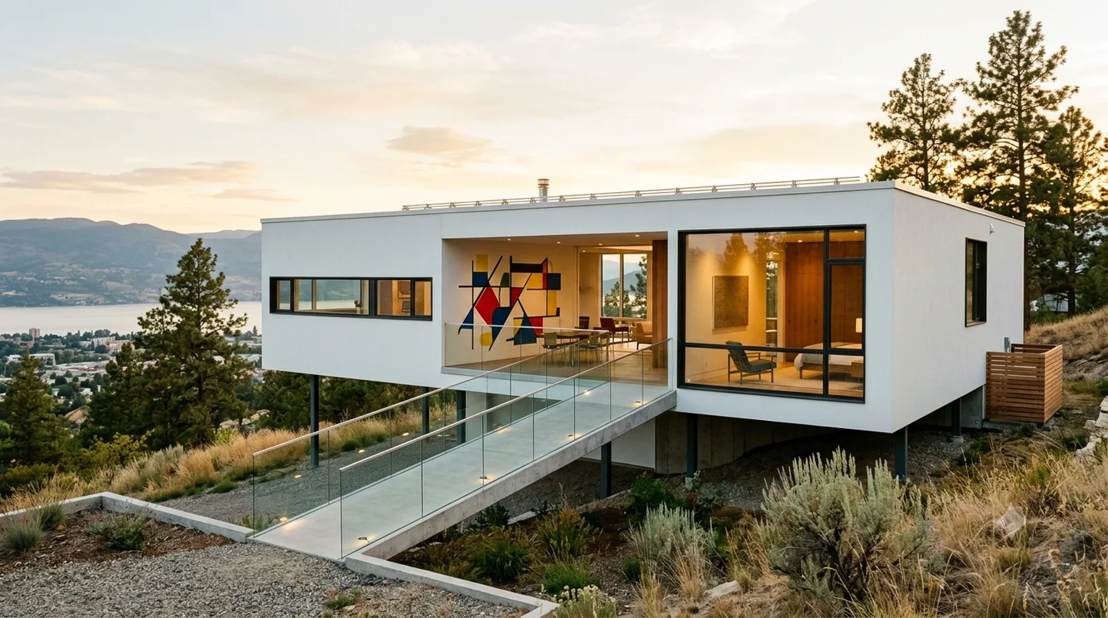 Rose Seidler House — Seidler's 1950 white box on posts with its mural sun deck, above a University Heights slope.