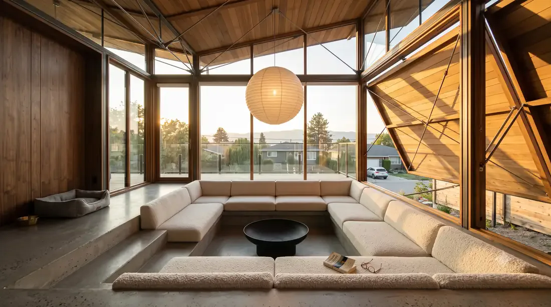 Walker Guest House — Sunken conversation pit — fire bowl