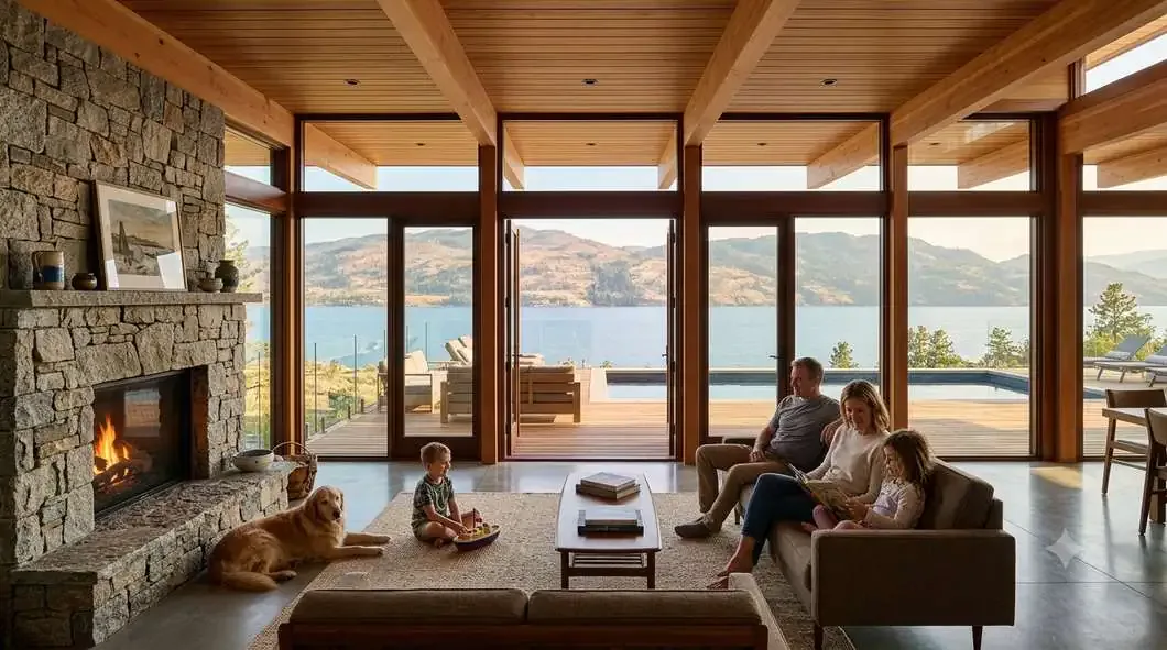 McKinley Beach Pavilion — Warm wood great room